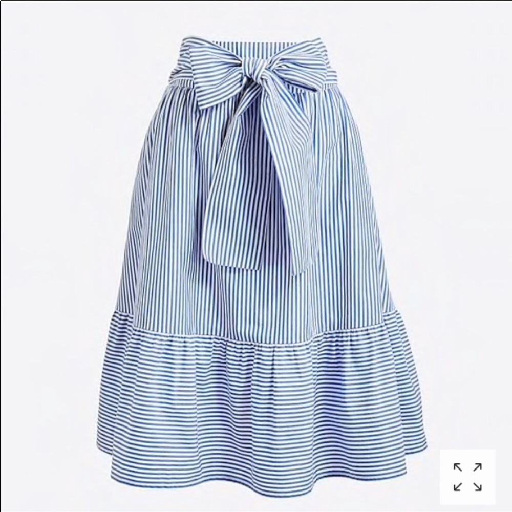 J. Crew Blue and White Tie Waist Bow Skirt